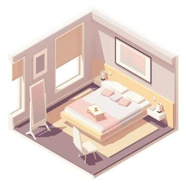 Vector isometric bedroom Stock Illustration