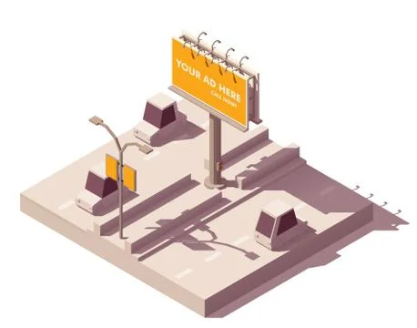 Vector isometric billboard on road Stock Illustration