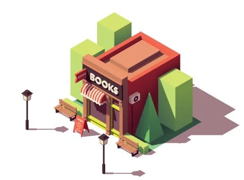 Vector isometric bookshop Stock Illustration