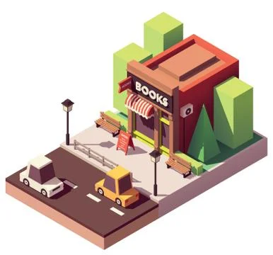 Vector isometric bookshop Stock Illustration