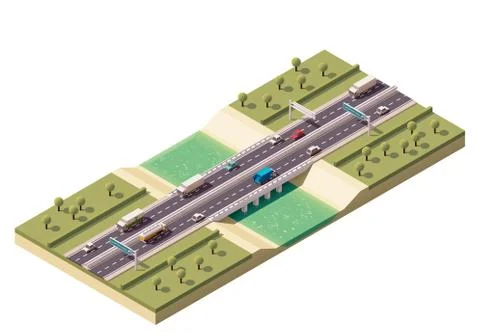 Vector isometric bridge Stock Illustration