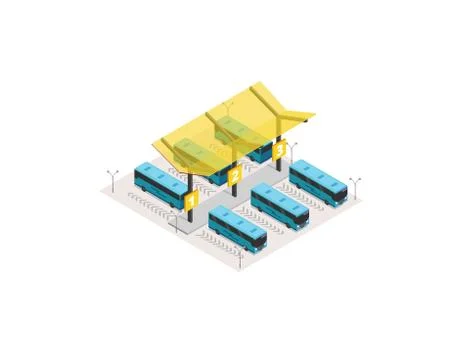 Vector isometric bus station terminal Stock Illustration