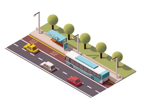 Vector isometric bus stop Stock Illustration