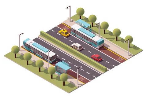 Vector isometric bus stop Stock Illustration