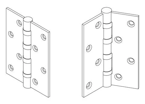 Vector isometric butt door hinge Stock Illustration