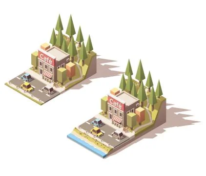 Vector isometric cafe building Stock Illustration