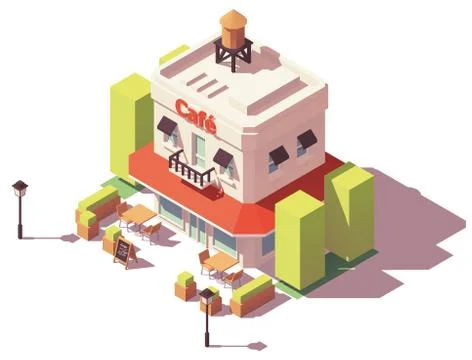 Vector isometric cafe building Stock Illustration