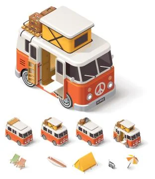 Vector isometric camper van Stock Illustration