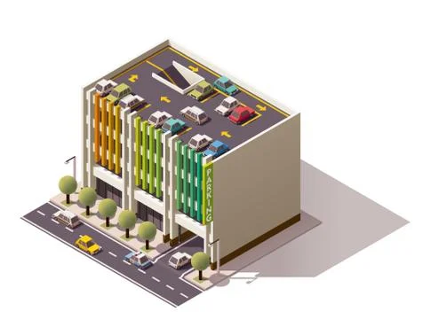 Vector isometric car park Stock Illustration