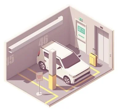 Vector isometric car parking garage Stock Illustration