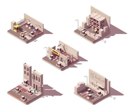 Vector isometric car parking icon set Stock Illustration