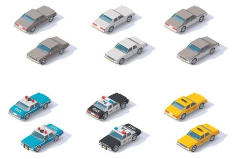 Vector isometric cars set Stock Illustration