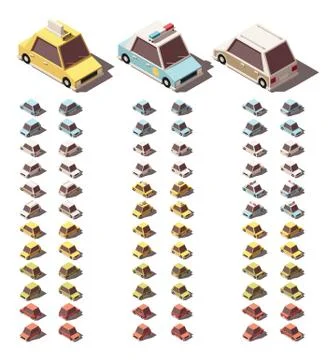 Vector isometric cars set Stock Illustration
