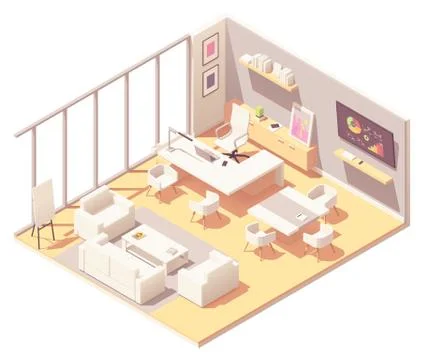 Vector isometric CEO office interior Stock Illustration