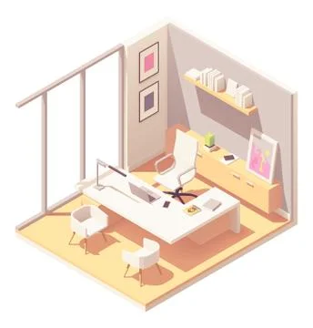 Vector isometric CEO office interior Stock Illustration