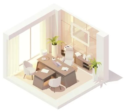 Vector isometric CEO office interior Stock Illustration