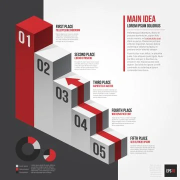 Vector isometric chart with 5 places. EPS10. Stock Illustration