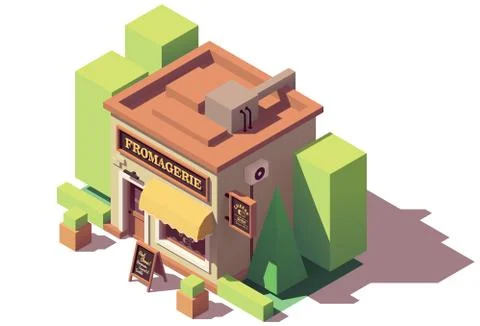 Vector isometric cheese shop Stock Illustration