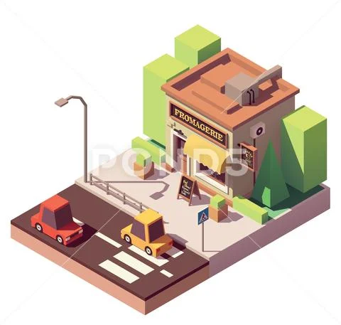 Vector Isometric Cheese Shop