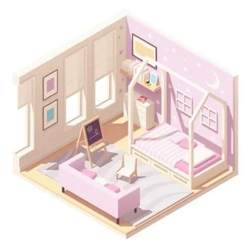 Vector isometric children s room Stock Illustration