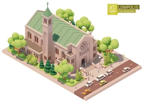 Vector isometric church or cathedral Stock Illustration