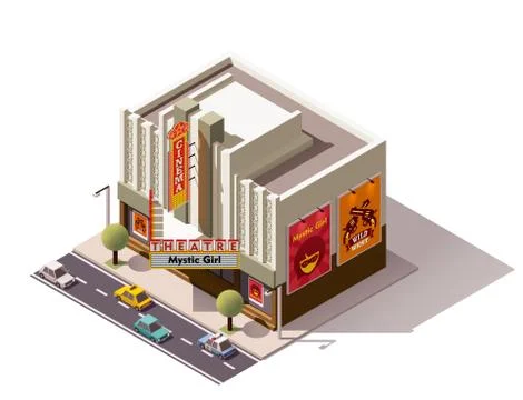 Vector isometric cinema Illustrazione stock
