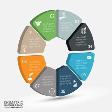 Vector isometric circle element for infographic. Stock Illustration