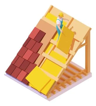 Vector isometric city buildings set Stock Illustration