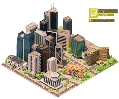 Vector isometric city downtown Stock Illustration