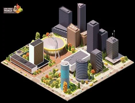 Vector isometric city downtown map Stock Illustration