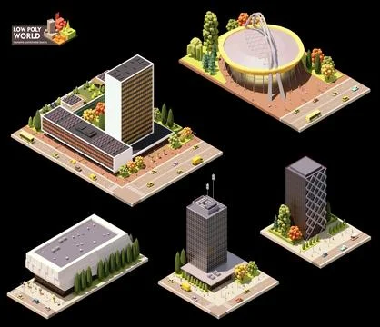 Vector isometric city downtown map Stock Illustration