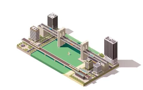 Vector isometric city map Stock Illustration
