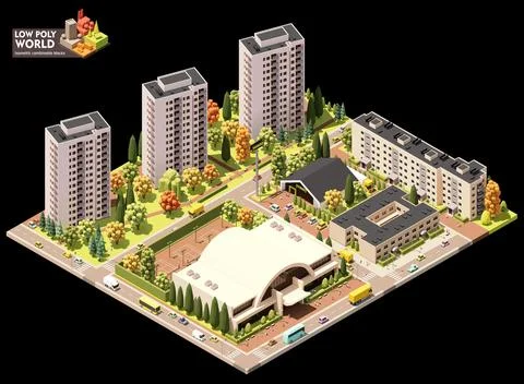 Vector isometric city map Stock Illustration