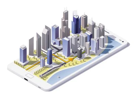 Vector isometric city navigation icon Stock Illustration