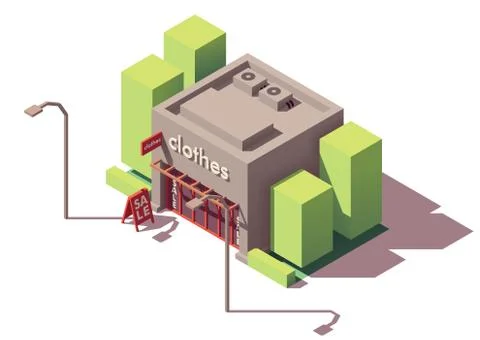 Vector isometric clothing store Illustrazione stock