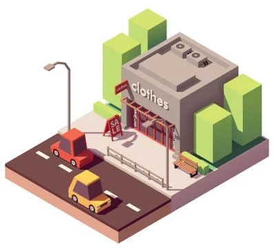 Vector isometric clothing store Stock Illustration