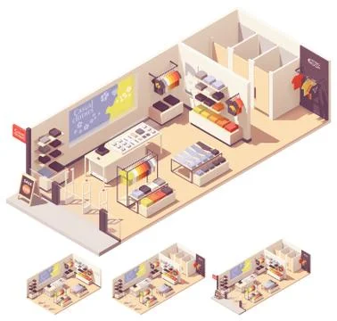 Vector isometric clothing store interior Stock Illustration