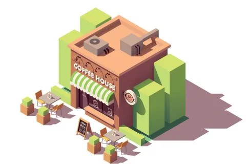 Vector isometric coffee shop Stock Illustration
