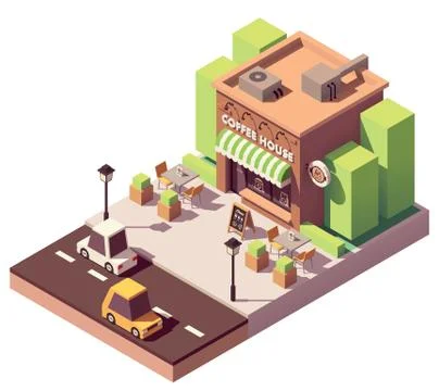 Vector isometric coffee shop Stock Illustration