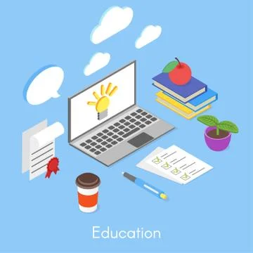Vector isometric concept for education Stock Illustration