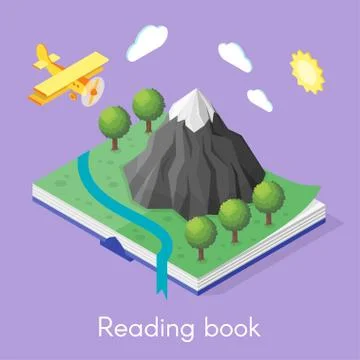 Vector isometric concept for reading book. Stock Illustration