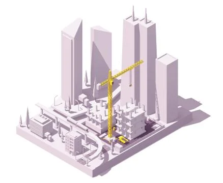 Vector isometric construction site Stock Illustration