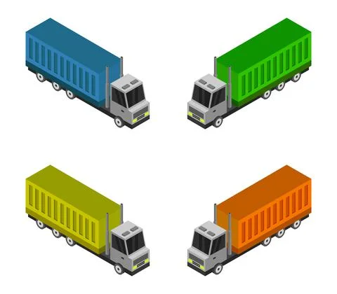Vector isometric container truck on white background Stock Illustration
