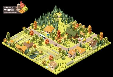Vector isometric countryside map Stock Illustration