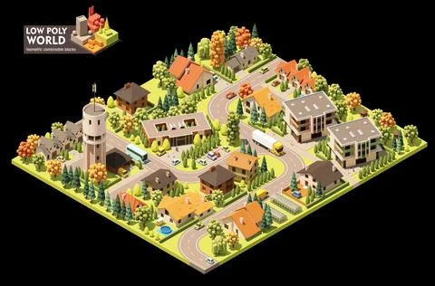 Vector isometric countryside map Stock Illustration