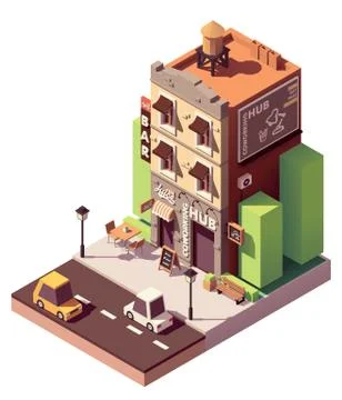 Vector isometric coworking building Stock Illustration