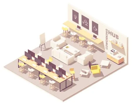 Vector isometric coworking open space Stock Illustration