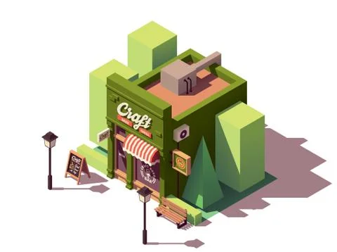 Vector isometric craft beer bar Stock Illustration