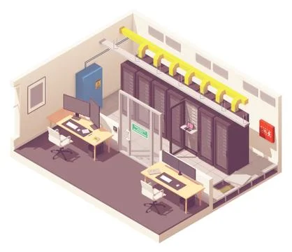 Vector isometric data center interior Stock Illustration