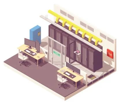 Vector isometric data center interior Stock Illustration